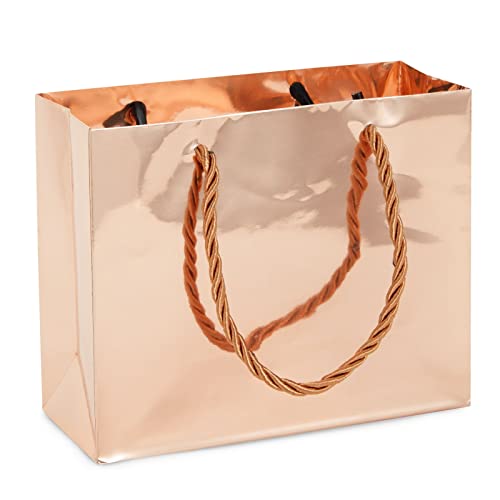 Sparkle and Bash 24 Pack Mini Metallic Rose Gold Gift Bags with Rope Handles, Reusable Paper Gift Bags (6 x 5 x 2.5 In)