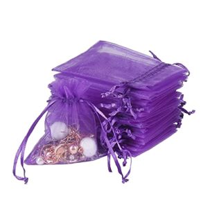 yql organza bags 3×4 inch,100pcs purple mini organza drawstring bags organza jewelry pouches wedding party valentine gift mesh candy bag