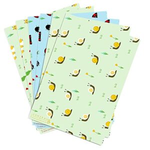 CENTRAL 23 Cute Wrapping Paper - 6 Sheets of Gift Wrap - Blue and Green Birthday Wrapping Sheet - Colorful Bugs - Flowers and Leaves - Kids - Boys and Girls - Comes With Fun Stickers - Recyclable