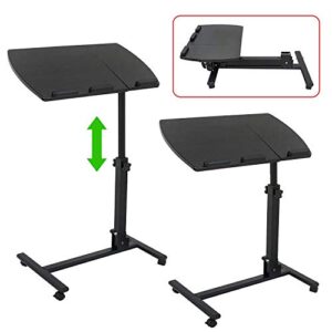 F2C Portable Adjustable Height 360° Swivel Laptop Desk PC Computer Mobile Notebook Laptop Stand Rolling Table Desk Cart Tiltable with Wheels Casters& Mouse Pad Table (360° Swivel Rolling-Black)