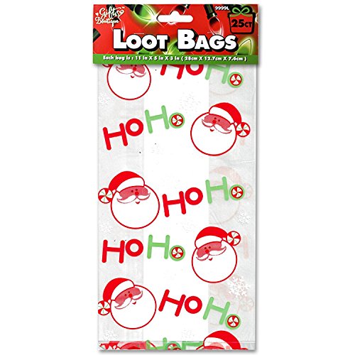 Christmas Gift Bags for Holiday Gifts - Cellophane Goodie Treat and Party Favor Bag with Twist Ties (150 Pack)