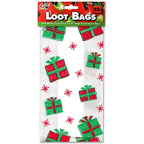 Christmas Gift Bags for Holiday Gifts - Cellophane Goodie Treat and Party Favor Bag with Twist Ties (150 Pack)