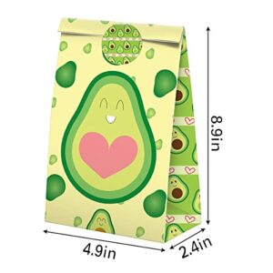 XGELUL Avocado Party Favors Candy Bags with Stickers - Avocado Goodie Gift Treat Bags - Avocado Themed Birthday Party Supplies