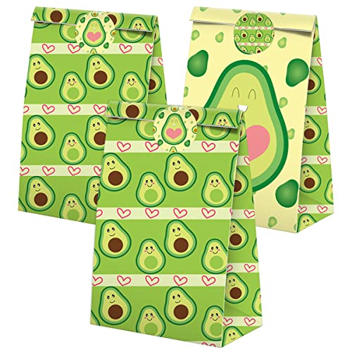 XGELUL Avocado Party Favors Candy Bags with Stickers - Avocado Goodie Gift Treat Bags - Avocado Themed Birthday Party Supplies