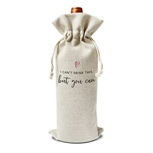 baby announcement wine gift bags – gift for pregnancy announcement, grandparents, friend aunt uncle – reusable burlap with drawstring gift bag (5.5″x 13.5″)-1 pcs/jiu048