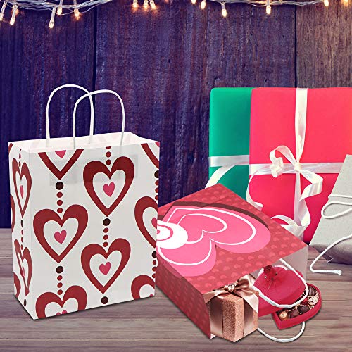 JOYIN 24 Pcs Valentine's Day Paper Gift Bags with Handle, Paper Wrapping Kraft Bags for Funny Gift Giving Novelty Gift Exchange Gift Wrapping Valentines Gift Bags Party Favors