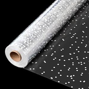 cmfyhm clear cellophane wrap roll(34″ x 120’ft) 3mil polka dot cellophane roll, cellophane roll, gift wrap roll, cellophane wrap for gifts, baskets, flowers, party decorations