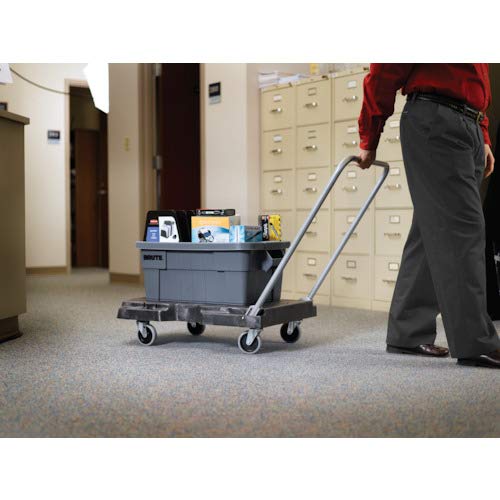 Rubbermaid Commercial Products Convertible Folding Utility Dolly/Cart/Platform Truck with wheels, 250 lbs Capacity, for Moving/Warehouse/Office (FG430000BLA)