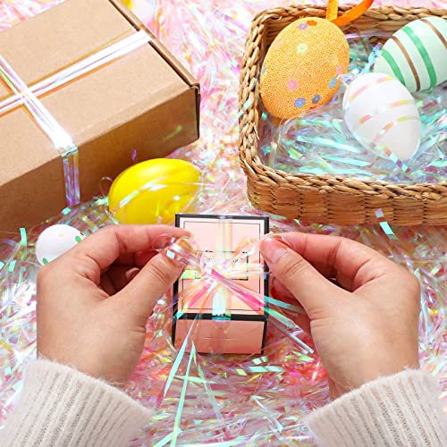 17.6 oz Easter Basket Grass Raffia Plastic Paper Shreds Craft Shredded Confetti Tissue Basket Filler for Easter Spring Party Gift Packing Decoration (Iridescent,Stylish Style)