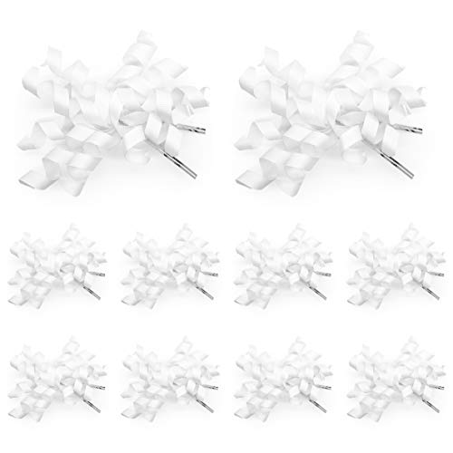 CT CRAFT LLC 4" Wide, 10 Count Twist-Tie Curly Bow Gift Wrap Accessory - White