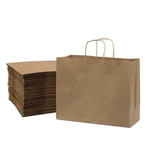 brown paper bags – 16x6x12 inch 100 pack paper bags with handles, large gift bag, shopping bags for small business, boutique retail & merchandise use, birthday party goodie & favor bags, in bulk