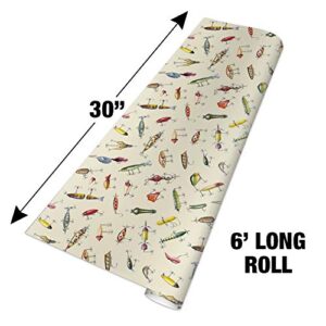 GRAPHICS & MORE Antique Fishing Fish Lures Gift Wrap Wrapping Paper Rolls