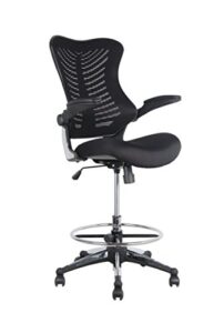 office factor stool clerk teller drafting chair reception black mesh flip up armrest molded seat with a single handle mechanism (stool black mesh fabric)