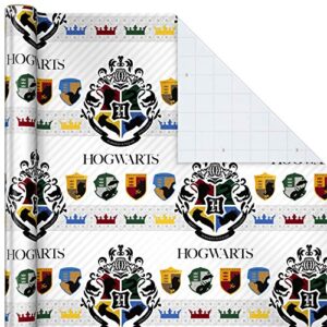 Hallmark Harry Potter Wrapping Paper with Cut Lines on Reverse (3-Pack: 60 sq. ft. ttl; Marauder's Map, Hogwarts Crest) for Birthdays, Graduations, Christmas, Valentine's Day