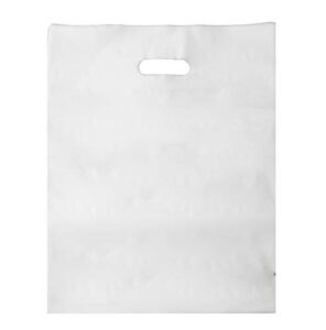 100 extra durable 2.5mil 12×15 clear merchandise bags die cut handle-semi-glossy finish-anti-stretch. for retail store plastic bags, party favors, handouts and more by best choice (clear)
