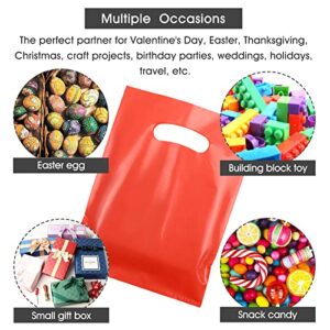 Umikk Goodie Bags Plastic Party Favor Bags 100 Pcs, 6"x8" Party Bags for Kids Birthday, Rainbow Small Goody Gift Bag Bulk with Handle for Easter, Christmas, Valentine's, Craft Show, Wedding,10 Color