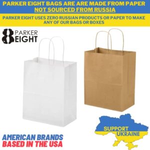 White Kraft Paper Bags with Handles Bulk - Gift Bags Medium Size for Paper Shopping Bags, Party Bags, and Bags for Small Business (8"x4.75"x10" - White Gift Bags Bulk Medium Size 100 Bags)