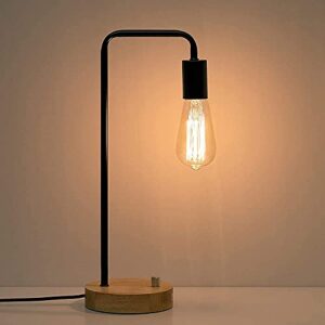 haitral industrial desk lamp, vintage edison bulb table lamp for dorm, office, bedroom, living room – black (without bulb)