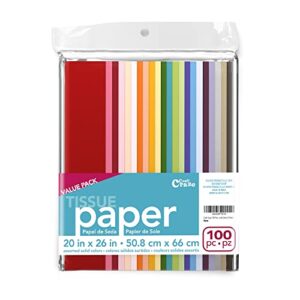Craft Craze 100 Sheets (20" x 26") 25 Assorted Colors Premium Quality Tissue Paper for Gift Wrapping, Arts & Crafts, Packing and Decorations (1-Pack)
