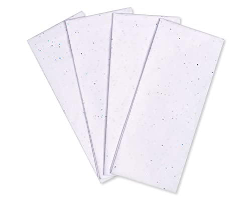 Papyrus White Tissue Paper with Iridescent Fleks for Gifts, Decorations, Crafts, DIY and More (4-Sheets)