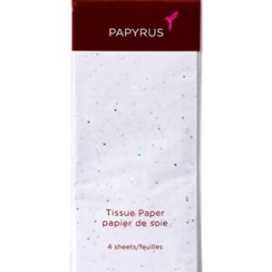 Papyrus White Tissue Paper with Iridescent Fleks for Gifts, Decorations, Crafts, DIY and More (4-Sheets)