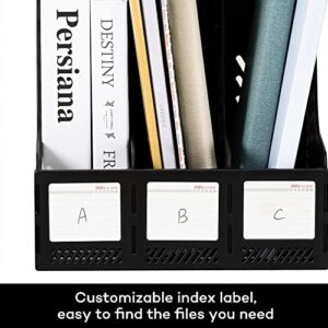 Deli Magazine File Holder, Desk Organizer File Folder for Office Organization and Storage, Sturdy Plastic Binder Organizer, 3 Vertical Compartments, Black