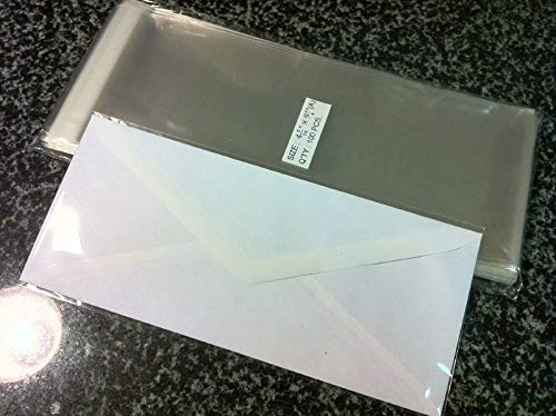 UNIQUEPACKING 100 Pcs 4 5/16 X 9 3/4 Clear #10 Business Envelopes Cello Cellophane Bags