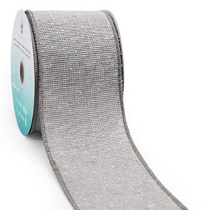 ct craft llc canvas wired ribbon for gift wrapping, home decor, decoration diys and crafts, 2.5 inch x 10 yards x 1 roll – gray