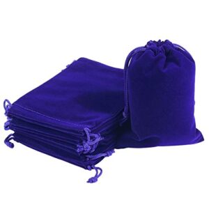 hrx package 20pcs velvet jewelry bags, 5×7 inch blue cloth gift drawstring pouches baggies sacks for dice ornament
