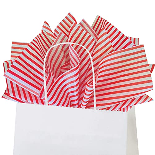 Flexicore Packaging Red Pin Stripe Print Gift Wrap Tissue Paper Size: 15 Inch X 20 Inch | Count: 10 Sheets | Color: Red Pin Stripe