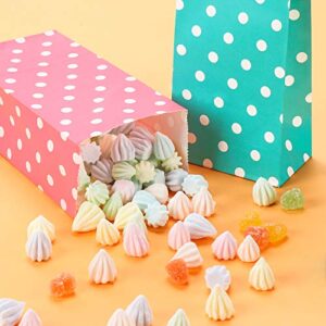 AN JING ZHI 35pcs Kraft Paper Party Favor Bags, 5 Colors Small Gifts Bags with Stickers, Goodies Bags for Birthday, Baby Shower, Wedding and More, 3.54 x 2.16 x 7.28 Inches