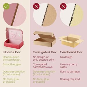 LIBOXES Gift Box 5x7x2 In - Set of 25 Gift Boxes with Lids for Presents or Mailing - Small Shipping, Party Favor, or Gift Boxes Bulk - 25 Thank You Stickers Included, Pink