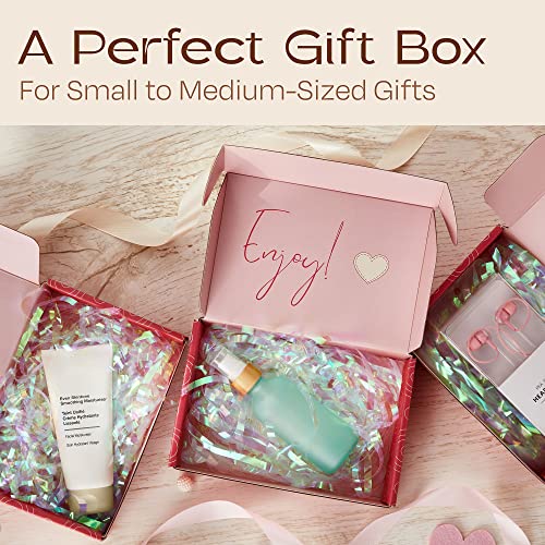 LIBOXES Gift Box 5x7x2 In - Set of 25 Gift Boxes with Lids for Presents or Mailing - Small Shipping, Party Favor, or Gift Boxes Bulk - 25 Thank You Stickers Included, Pink