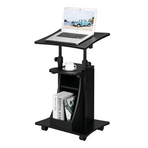 vingli lectern podium stand, mobile height adjustable church classroom lecture, portable presentation concert podium, reading or laptop desk with edge stopper, black