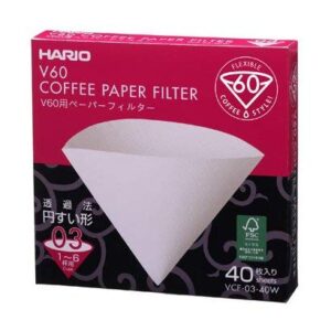 hario v60 size 03 coffee paper filters 40-count boxed (total of 40 sheets) (white)