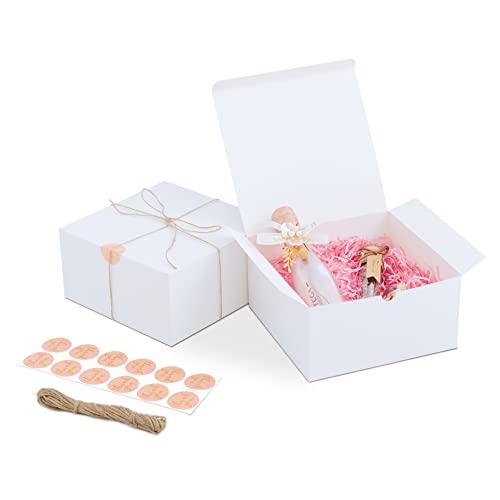 YUEFANBOX White Gift Boxes 8×8×4 lnches,12Pack, Paper Gift Box with Lids for Gift Packaging, Bridesmaid Proposal Box, Birthday Party Favor Box, Christmas Gift Boxes, Easy Assemble Gift Boxes Bulk