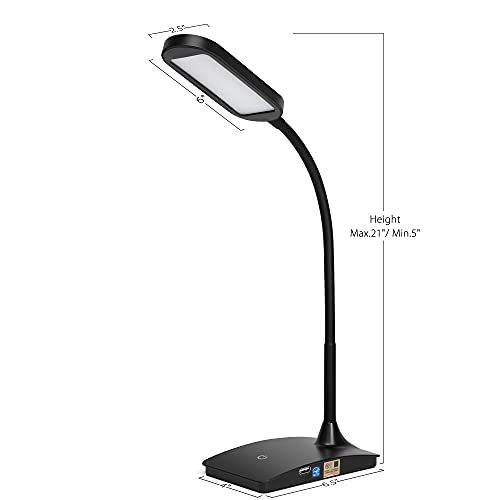 TW Black Desk Lamps for Home Office - Super Bright Small Desk Lamp with USB Charging Port, a Perfect LED Desk Light as Study Lamp, Bedside Reading Lights