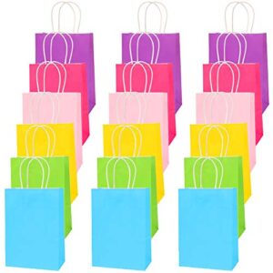 lovestown colorful gift bags, 18 pcs colored paper bags rainbow party favor bags kraft candy bags with handle for birthday wedding and party celebrations