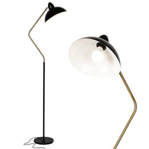 brightech swoop led floor lamp, tall lamp with adjustable head, modern lamp for living rooms & offices, standing lamp with heavy base for bedrooms, stunning living room decor