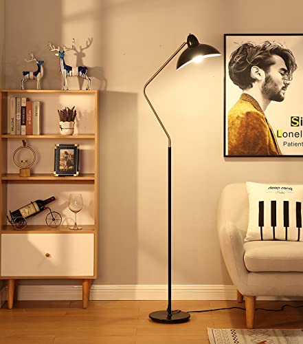 Brightech Swoop LED Floor Lamp, Tall Lamp with Adjustable Head, Modern Lamp for Living Rooms & Offices, Standing Lamp with Heavy Base for Bedrooms, Stunning Living Room Decor
