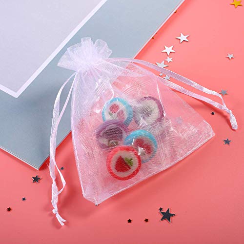 Mudder 50 Pack Organza Gift Bags Wedding Party Favor Bags Jewelry Pouches Wrap, 4 x 4.72 Inches (White)