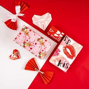 MAYPLUSS Wrapping Paper Large Sheet - Folded Flat - 6 Different Valentines Day Design (45.2 sq. ft.ttl.) - 27.5 inch X 39.4 inch Per Sheet