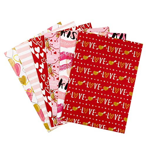 MAYPLUSS Wrapping Paper Large Sheet - Folded Flat - 6 Different Valentines Day Design (45.2 sq. ft.ttl.) - 27.5 inch X 39.4 inch Per Sheet