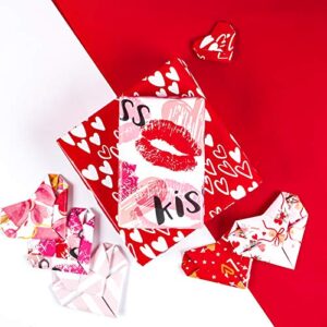 MAYPLUSS Wrapping Paper Large Sheet - Folded Flat - 6 Different Valentines Day Design (45.2 sq. ft.ttl.) - 27.5 inch X 39.4 inch Per Sheet