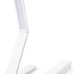 JIALUX Foldable LED Desk Lamp - Folding Portable USB Table Light with 3 Brightness Settings - for Home, Reading, Studying, Work, Travel - White