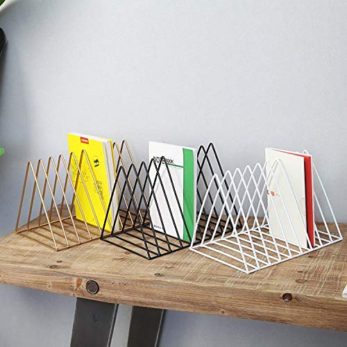 PENNGKE Magazine Holder,Newspapers Holder,Letters Storage,Desktop File Sorter Organizer Triangle Bookshelf Decor Home Office,White