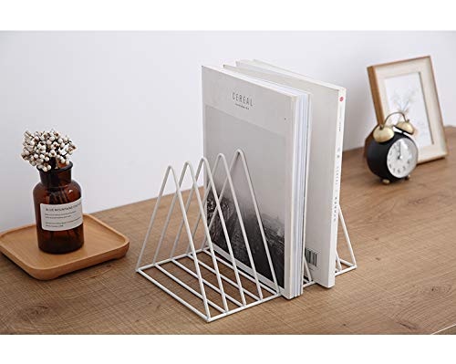 PENNGKE Magazine Holder,Newspapers Holder,Letters Storage,Desktop File Sorter Organizer Triangle Bookshelf Decor Home Office,White