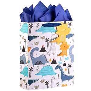 16.5″ extra large gift bag with tissue paper for boys (dinosaurs)