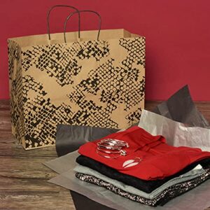 Boutique Bags - 16x6x12 100 Pack Extra Large Retail Bags for Small Business with Handles, Animal Print Brown Gift Bags for Goodie & Favor Bags, Birthday Party, Retail, Shopping, Merchandise, Bulk