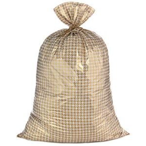 Hallmark 56" Jumbo Plastic Gift Bag (Gold Pattern) for Graduations, Weddings, Bridal Showers, Mother's Day, Birthdays, Engagement Parties, Retirements, Christmas, Hanukkah
